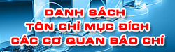 Danh sách tổn chỉ các cơ quan báo chí